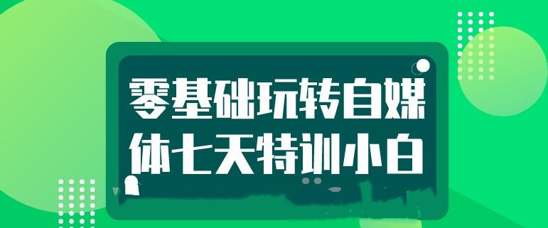 七天特训小白零基础玩转自媒体