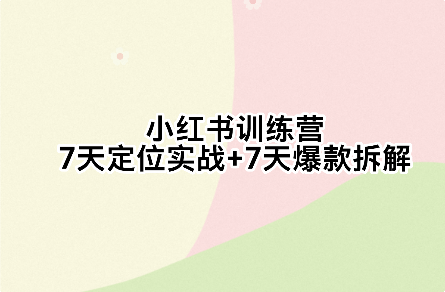 小红书训练营：7天定位实战+7天爆款拆解&选题库搭建实战+21天笔记实操实战